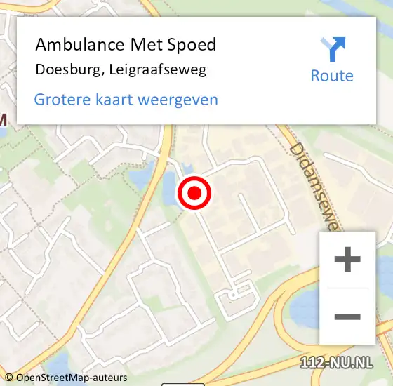 Locatie op kaart van de 112 melding: Ambulance Met Spoed Naar Doesburg, Leigraafseweg op 20 april 2022 02:01