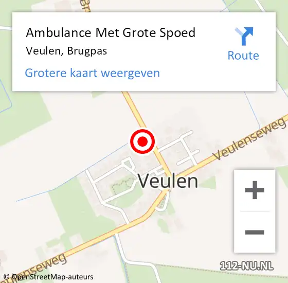 Locatie op kaart van de 112 melding: Ambulance Met Grote Spoed Naar Veulen, Brugpas op 14 juli 2014 22:49