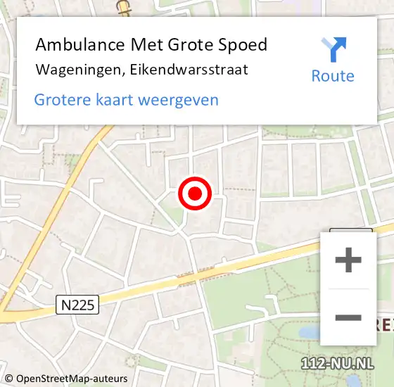 Locatie op kaart van de 112 melding: Ambulance Met Grote Spoed Naar Wageningen, Eikendwarsstraat op 14 juli 2014 22:49