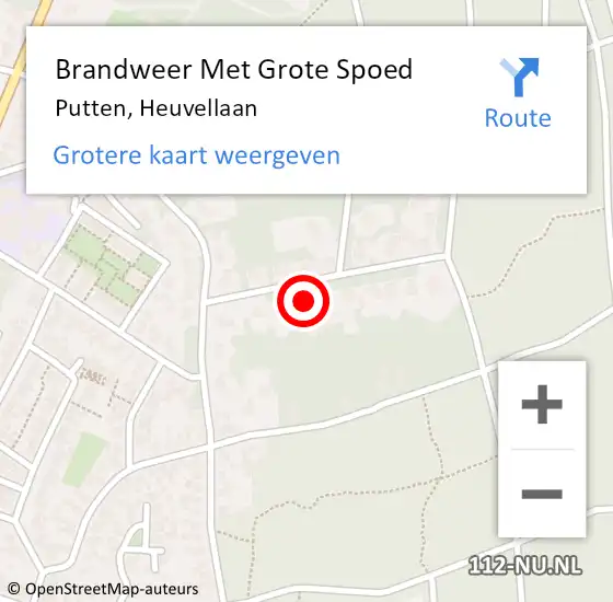 Locatie op kaart van de 112 melding: Brandweer Met Grote Spoed Naar Putten, Heuvellaan op 20 april 2022 04:29