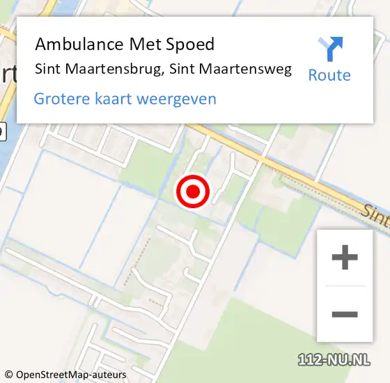 Locatie op kaart van de 112 melding: Ambulance Met Spoed Naar Sint Maartensbrug, Sint Maartensweg op 20 april 2022 04:52