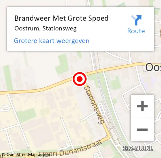 Locatie op kaart van de 112 melding: Brandweer Met Grote Spoed Naar Oostrum, Stationsweg op 20 april 2022 05:08