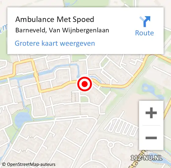 Locatie op kaart van de 112 melding: Ambulance Met Spoed Naar Barneveld, Van Wijnbergenlaan op 20 april 2022 05:46