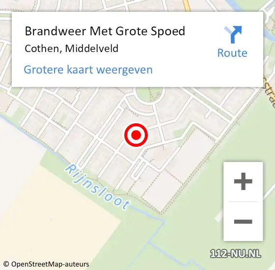 Locatie op kaart van de 112 melding: Brandweer Met Grote Spoed Naar Cothen, Middelveld op 20 april 2022 06:12