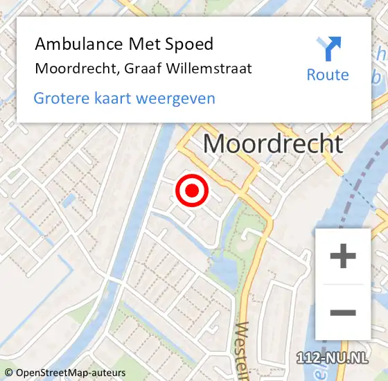 Locatie op kaart van de 112 melding: Ambulance Met Spoed Naar Moordrecht, Graaf Willemstraat op 20 april 2022 06:30