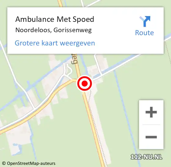 Locatie op kaart van de 112 melding: Ambulance Met Spoed Naar Noordeloos, Gorissenweg op 20 april 2022 07:04