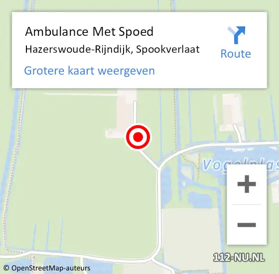 Locatie op kaart van de 112 melding: Ambulance Met Spoed Naar Hazerswoude-Rijndijk, Spookverlaat op 20 april 2022 07:15
