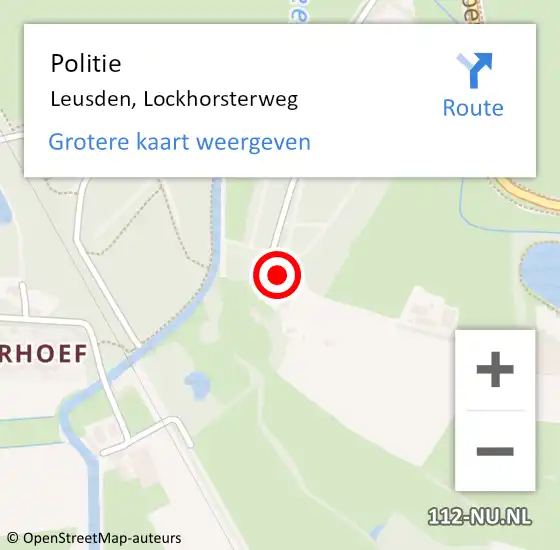 Locatie op kaart van de 112 melding: Politie Leusden, Lockhorsterweg op 20 april 2022 07:59