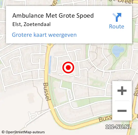 Locatie op kaart van de 112 melding: Ambulance Met Grote Spoed Naar Elst, Zoetendaal op 20 april 2022 08:03