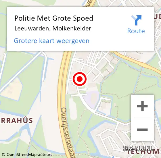 Locatie op kaart van de 112 melding: Politie Met Grote Spoed Naar Leeuwarden, Molkenkelder op 20 april 2022 08:06