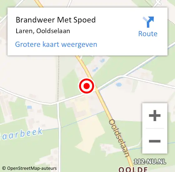 Locatie op kaart van de 112 melding: Brandweer Met Spoed Naar Laren, Ooldselaan op 14 juli 2014 23:14