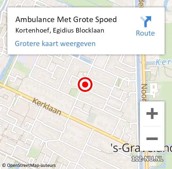 Locatie op kaart van de 112 melding: Ambulance Met Grote Spoed Naar Kortenhoef, Egidius Blocklaan op 14 juli 2014 23:14