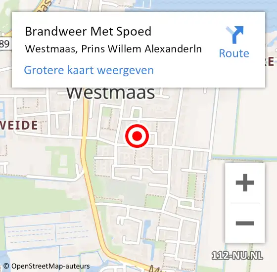 Locatie op kaart van de 112 melding: Brandweer Met Spoed Naar Westmaas, Prins Willem Alexanderln op 20 april 2022 08:41