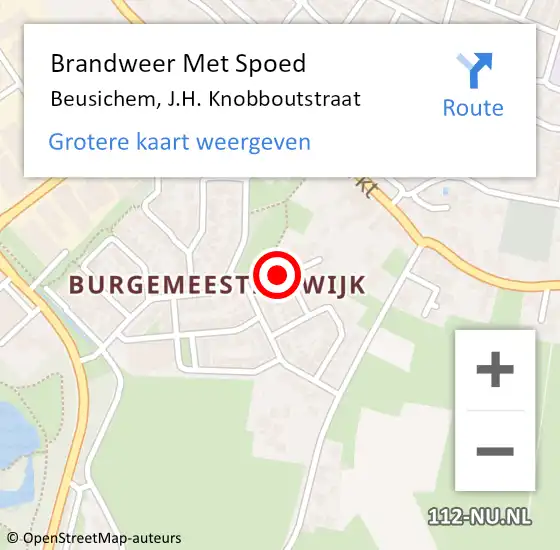 Locatie op kaart van de 112 melding: Brandweer Met Spoed Naar Beusichem, J.H. Knobboutstraat op 20 april 2022 08:56