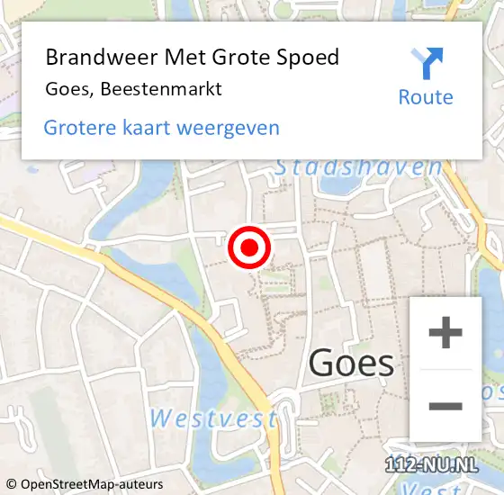 Locatie op kaart van de 112 melding: Brandweer Met Grote Spoed Naar Goes, Beestenmarkt op 20 april 2022 09:43