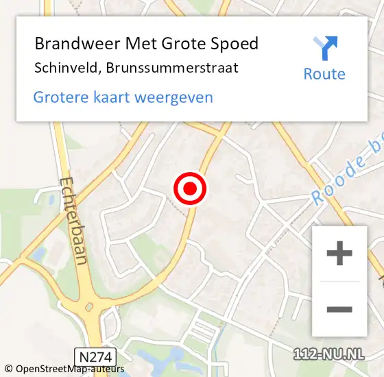 Locatie op kaart van de 112 melding: Brandweer Met Grote Spoed Naar Schinveld, Brunssummerstraat op 20 april 2022 09:49