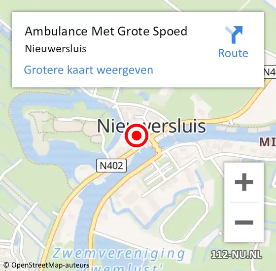 Locatie op kaart van de 112 melding: Ambulance Met Grote Spoed Naar Nieuwersluis op 20 april 2022 09:55