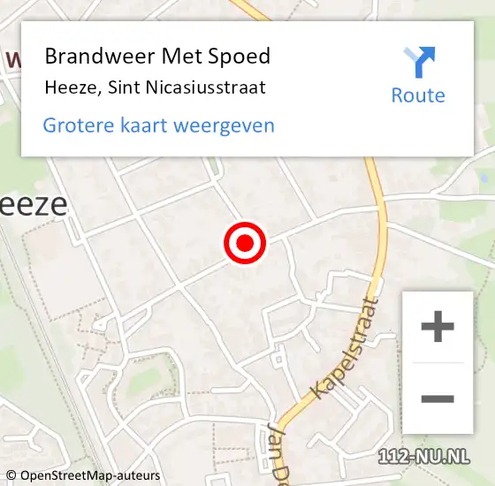 Locatie op kaart van de 112 melding: Brandweer Met Spoed Naar Heeze, Sint Nicasiusstraat op 20 april 2022 10:13