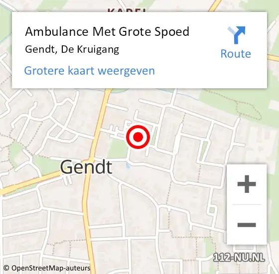 Locatie op kaart van de 112 melding: Ambulance Met Grote Spoed Naar Gendt, De Kruigang op 20 april 2022 10:16