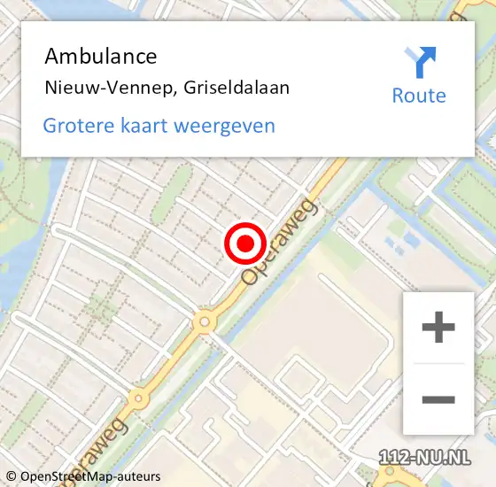 Locatie op kaart van de 112 melding: Ambulance Nieuw-Vennep, Griseldalaan op 20 april 2022 10:23