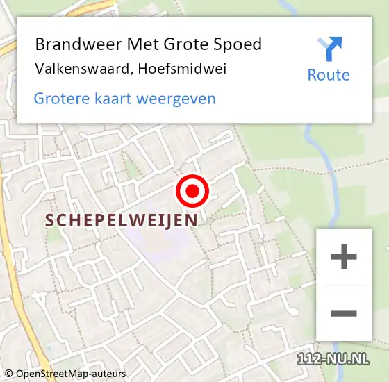 Locatie op kaart van de 112 melding: Brandweer Met Grote Spoed Naar Valkenswaard, Hoefsmidwei op 20 april 2022 10:30