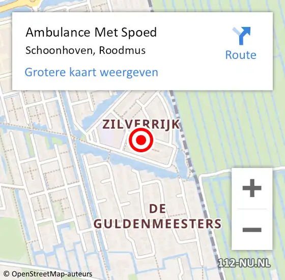 Locatie op kaart van de 112 melding: Ambulance Met Spoed Naar Schoonhoven, Roodmus op 20 april 2022 10:45