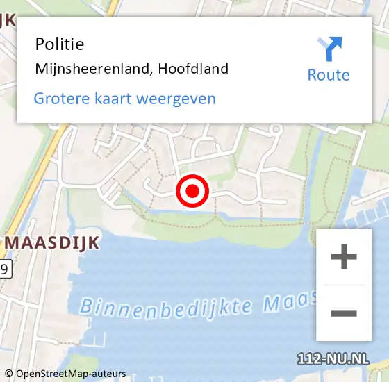 Locatie op kaart van de 112 melding: Politie Mijnsheerenland, Hoofdland op 20 april 2022 11:04