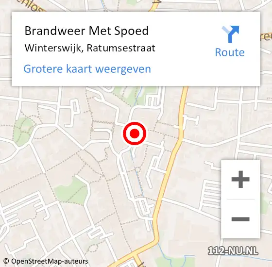 Locatie op kaart van de 112 melding: Brandweer Met Spoed Naar Winterswijk, Ratumsestraat op 20 april 2022 11:05