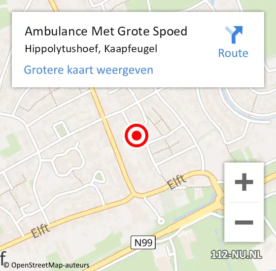 Locatie op kaart van de 112 melding: Ambulance Met Grote Spoed Naar Hippolytushoef, Kaapfeugel op 20 april 2022 11:19