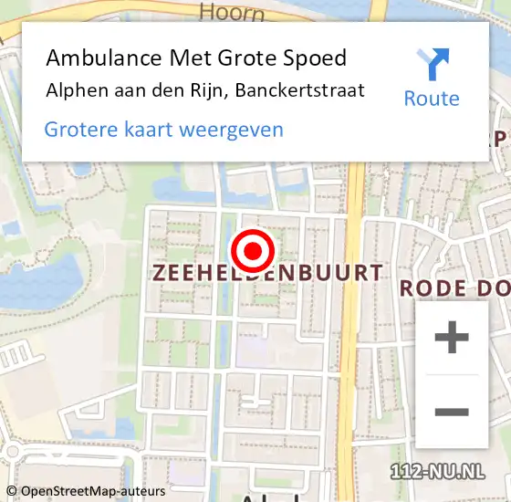 Locatie op kaart van de 112 melding: Ambulance Met Grote Spoed Naar Alphen aan den Rijn, Banckertstraat op 20 april 2022 11:22