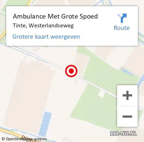 Locatie op kaart van de 112 melding: Ambulance Met Grote Spoed Naar Tinte, Westerlandseweg op 20 april 2022 11:33