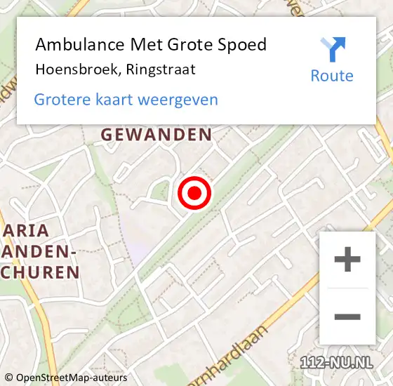 Locatie op kaart van de 112 melding: Ambulance Met Grote Spoed Naar Hoensbroek, Ringstraat op 14 juli 2014 23:57