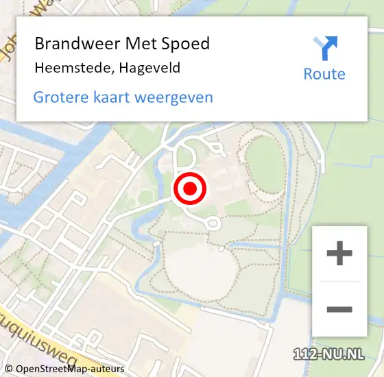 Locatie op kaart van de 112 melding: Brandweer Met Spoed Naar Heemstede, Hageveld op 20 april 2022 11:46