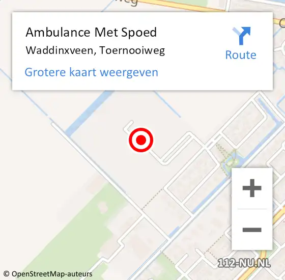 Locatie op kaart van de 112 melding: Ambulance Met Spoed Naar Waddinxveen, Toernooiweg op 20 april 2022 12:03