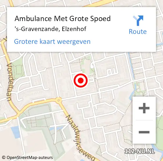 Locatie op kaart van de 112 melding: Ambulance Met Grote Spoed Naar 's-Gravenzande, Elzenhof op 20 april 2022 12:10