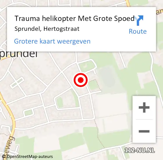 Locatie op kaart van de 112 melding: Trauma helikopter Met Grote Spoed Naar Sprundel, Hertogstraat op 20 april 2022 12:24