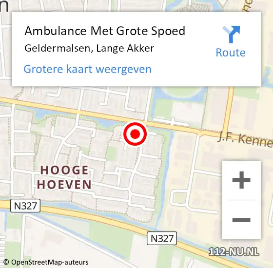 Locatie op kaart van de 112 melding: Ambulance Met Grote Spoed Naar Geldermalsen, Lange Akker op 20 april 2022 12:39