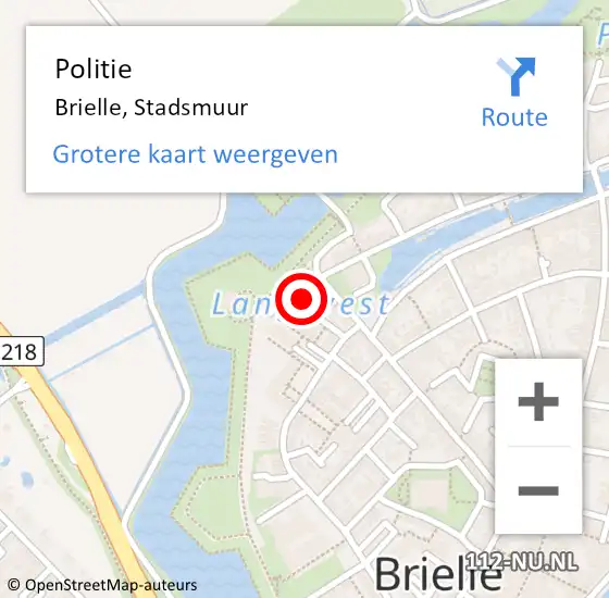 Locatie op kaart van de 112 melding: Politie Brielle, Stadsmuur op 20 april 2022 12:42