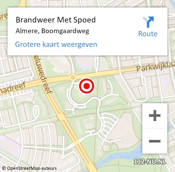 Locatie op kaart van de 112 melding: Brandweer Met Spoed Naar Almere, Boomgaardweg op 20 april 2022 12:56