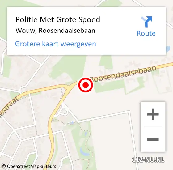 Locatie op kaart van de 112 melding: Politie Met Grote Spoed Naar Wouw, Roosendaalsebaan op 20 april 2022 12:56