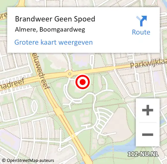Locatie op kaart van de 112 melding: Brandweer Geen Spoed Naar Almere, Boomgaardweg op 20 april 2022 12:57