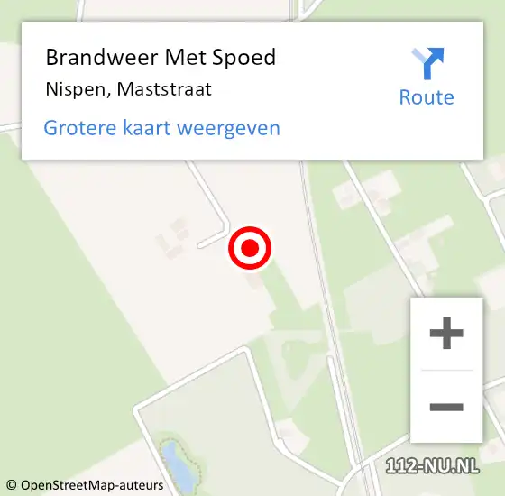 Locatie op kaart van de 112 melding: Brandweer Met Spoed Naar Nispen, Maststraat op 20 april 2022 12:59