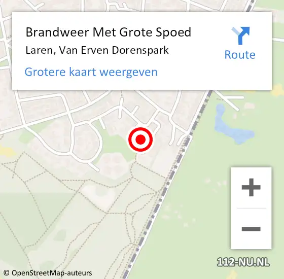 Locatie op kaart van de 112 melding: Brandweer Met Grote Spoed Naar Laren, Van Erven Dorenspark op 20 april 2022 13:13