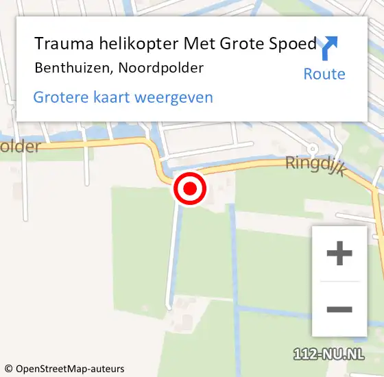 Locatie op kaart van de 112 melding: Trauma helikopter Met Grote Spoed Naar Benthuizen, Noordpolder op 20 april 2022 13:20