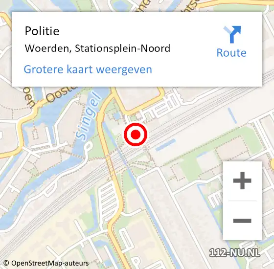 Locatie op kaart van de 112 melding: Politie Woerden, Stationsplein-Noord op 20 april 2022 13:23