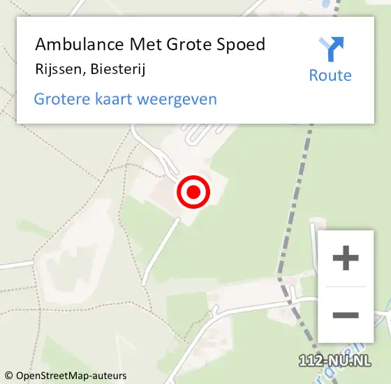 Locatie op kaart van de 112 melding: Ambulance Met Grote Spoed Naar Rijssen, Biesterij op 20 april 2022 14:00