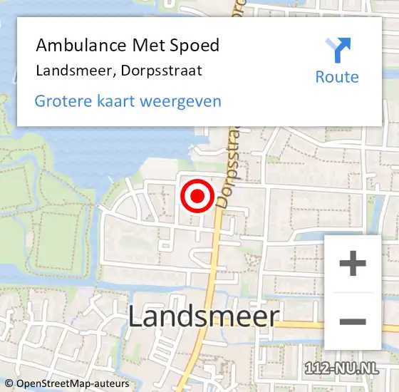 Locatie op kaart van de 112 melding: Ambulance Met Spoed Naar Landsmeer, Dorpsstraat op 20 april 2022 14:05