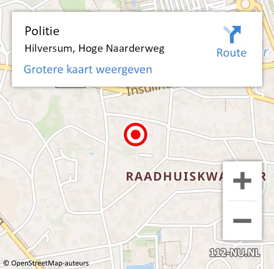 Locatie op kaart van de 112 melding: Politie Hilversum, Hoge Naarderweg op 20 april 2022 14:09