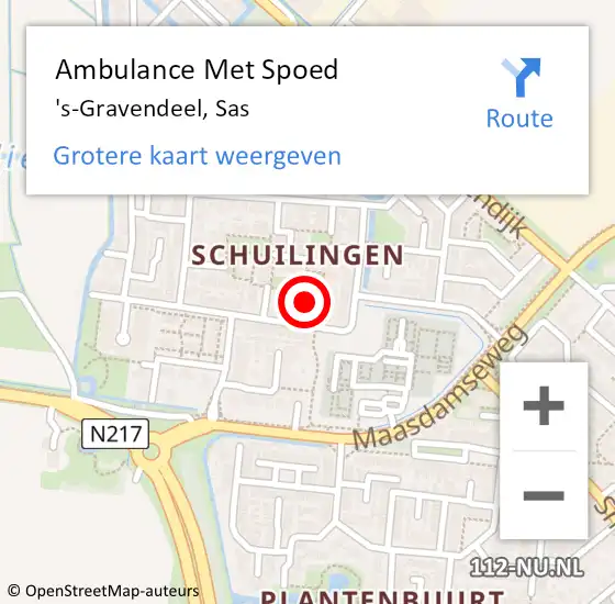 Locatie op kaart van de 112 melding: Ambulance Met Spoed Naar 's-Gravendeel, Sas op 20 april 2022 14:13