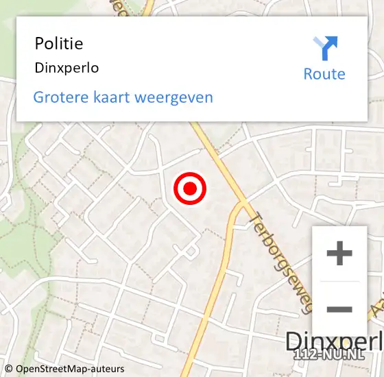 Locatie op kaart van de 112 melding: Politie Dinxperlo op 20 april 2022 14:14